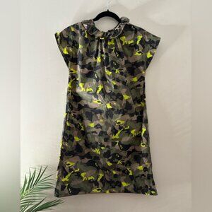 ANN MASHBURN Camouflage Print Knee Length Dress Green